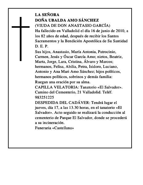 Doña Ubalda Amo Sánchez