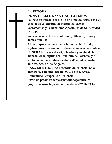 Doña Celia de Santiago Areños