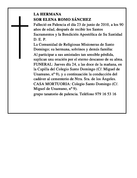Sor Elena Romo Sánchez