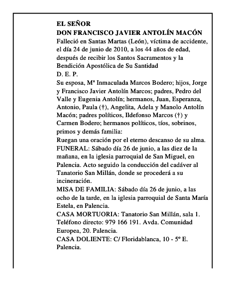 Don Francisco Javier Antolín Macón