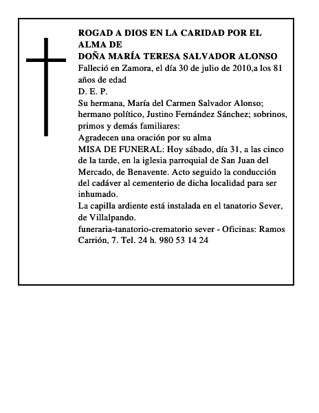 Doña María Teresa Salvador Alonso