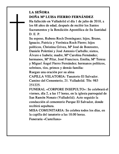 Doña Mª Luisa Fierro Fernández