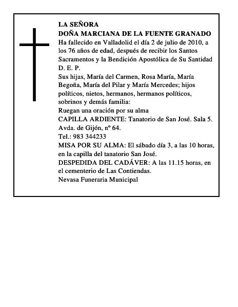 Doña Marciana de la Fuente Granado