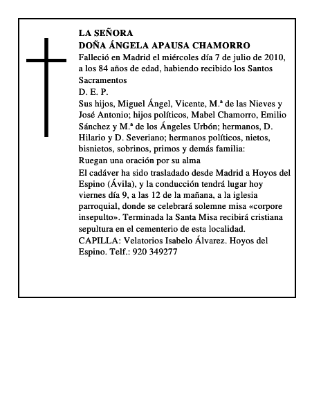 Doña Ángela Apausa Chamorro