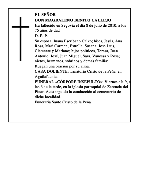 Don Magdaleno Benito Callejo