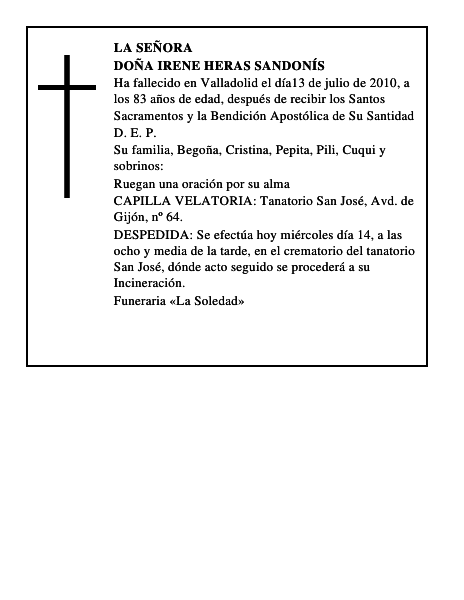 Doña Irene Heras Sandonís