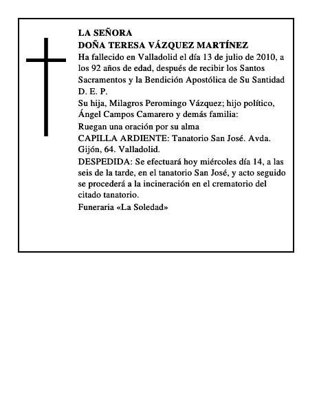 Doña Teresa Vázquez Martínez