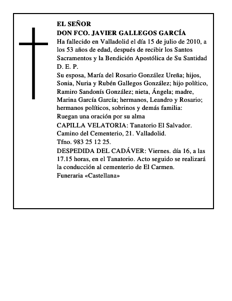 Don Fco. Javier Gallegos García