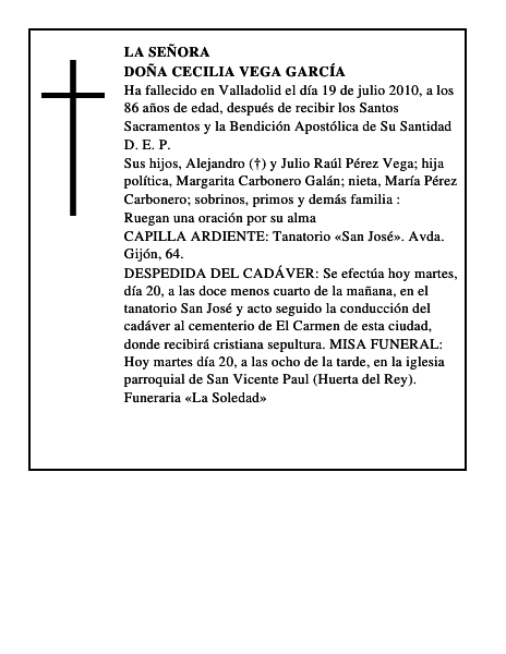 Doña Cecilia Vega García