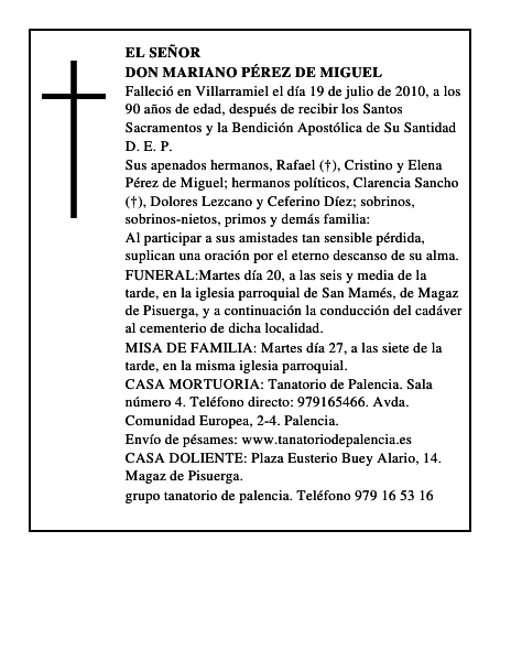 Don Mariano Pérez de Miguel