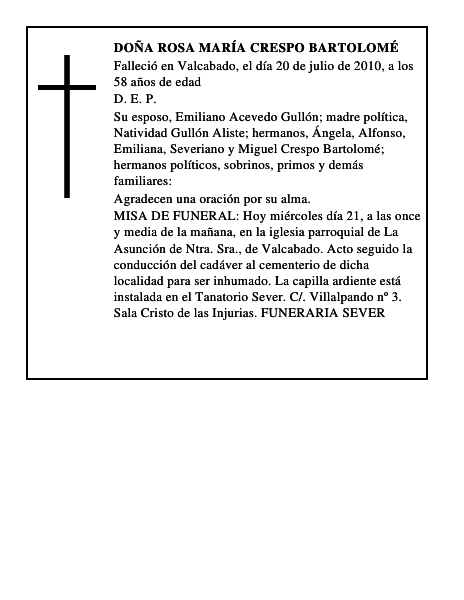 Doña Rosa María Crespo Bartolomé