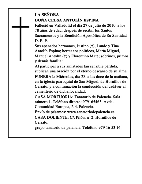 Doña Celsa Antolín Espina