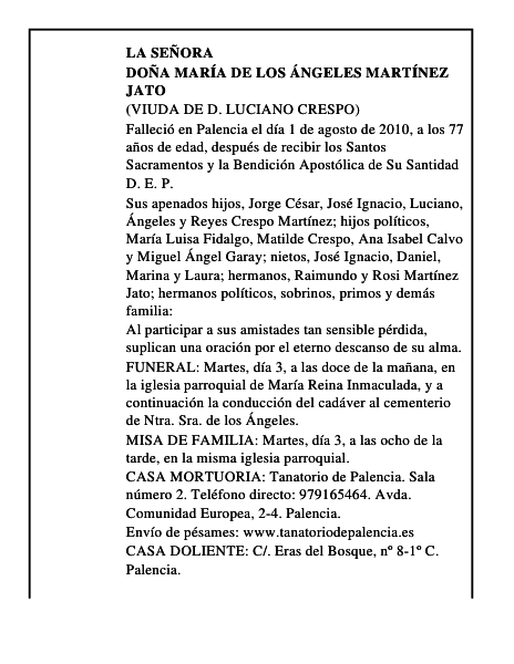 Doña María de los Ángeles Martínez Jato