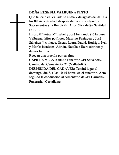 Doña Eusebia Valbuena Pinto