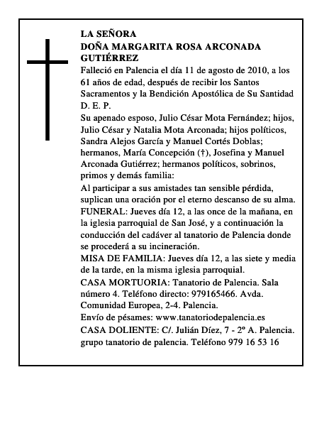 Doña Margarita Rosa Arconada Gutiérrez