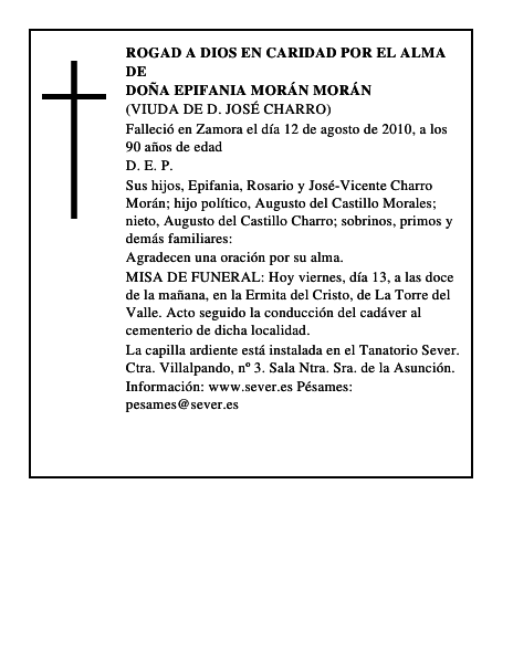 Doña Epifania Morán Morán