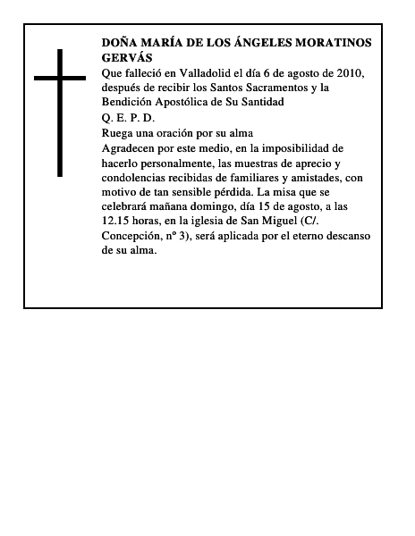 Doña María de los Ángeles Moratinos Gervás