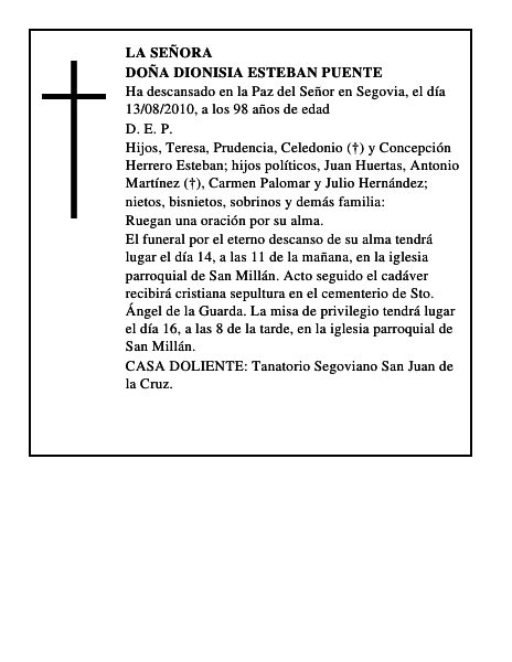 Doña Dionisia Esteban Puente