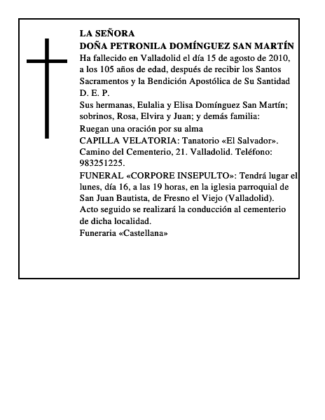 Doña Petronila Domínguez San Martín