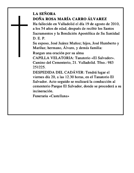 Doña Rosa María Carro Álvarez