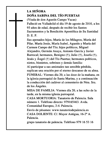 Doña Sabina del Tío Puertas