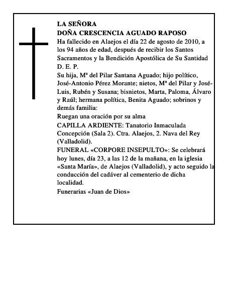 Doña Crescencia Aguado Raposo