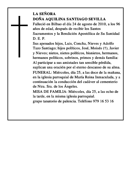 Doña Aquilina Santiago Sevilla