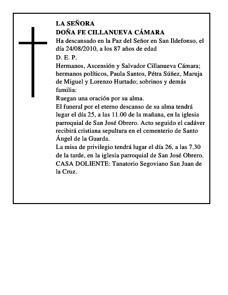 Doña Fe Cillanueva Cámara