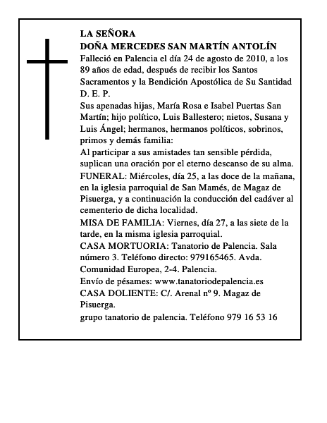 Doña Mercedes San Martín Antolín