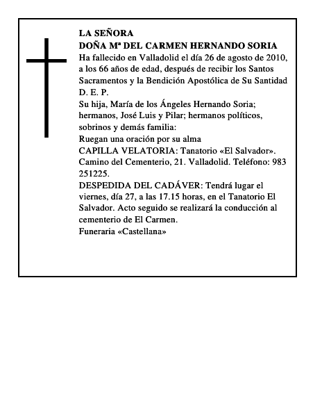 Doña Mª del Carmen Hernando Soria