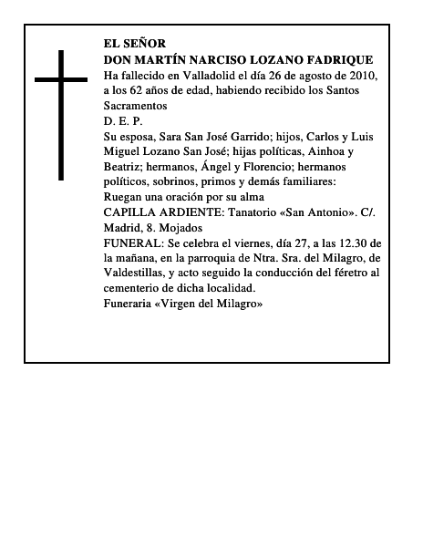 Don Martín Narciso Lozano Fadrique