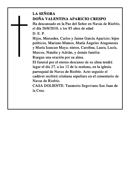 Doña Valentina Aparicio Crespo