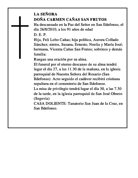 Doña Carmen Cañas San Frutos
