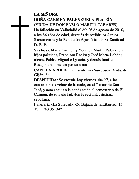 Doña Carmen Palenzuela Platón