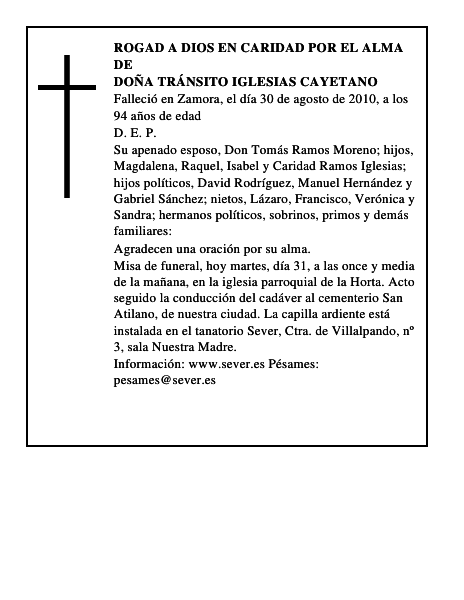 Doña Tránsito Iglesias Cayetano