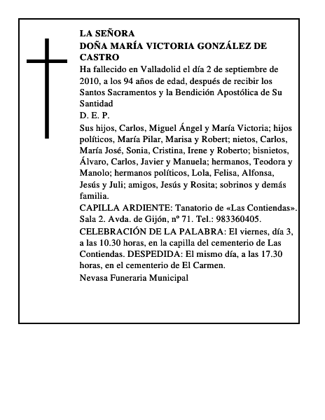 Doña María Victoria González de Castro