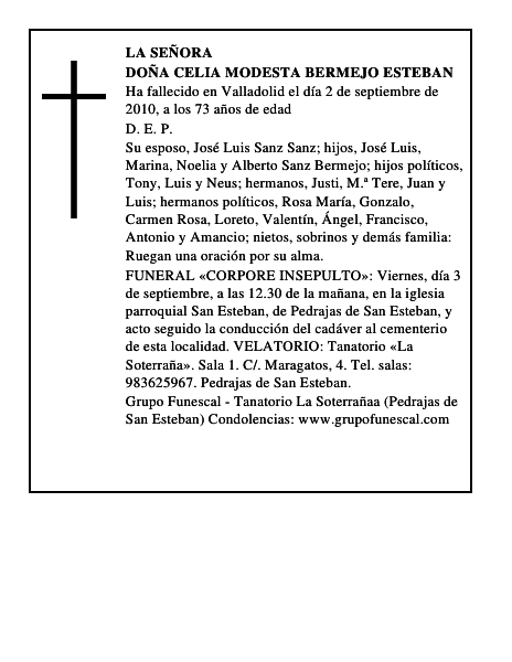 Doña Celia Modesta Bermejo Esteban