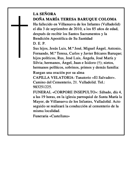Doña María Teresa Baruque Coloma