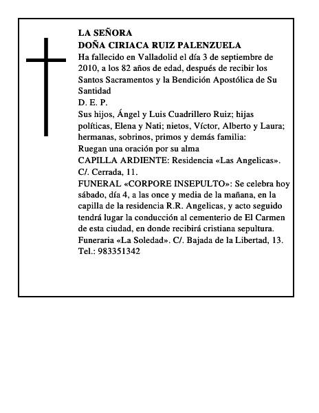 Doña Ciriaca Ruiz Palenzuela