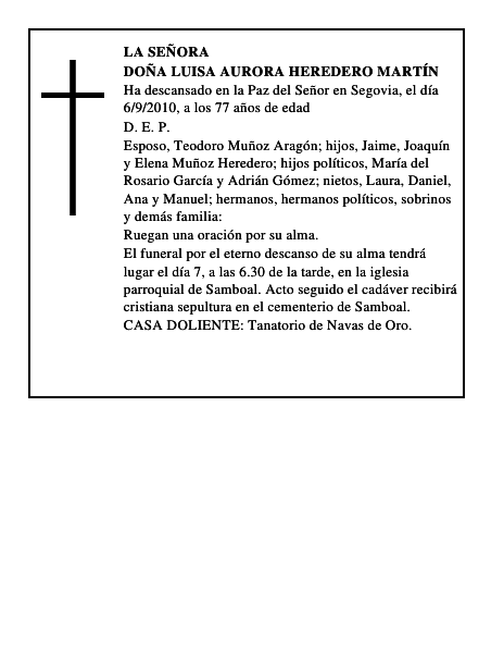 Doña Luisa Aurora Heredero Martín