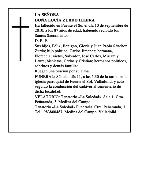 Doña Lucía Zurdo Illera