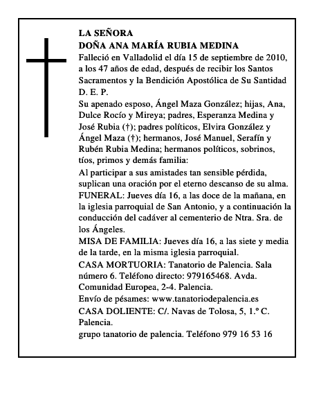 Doña Ana María Rubia Medina