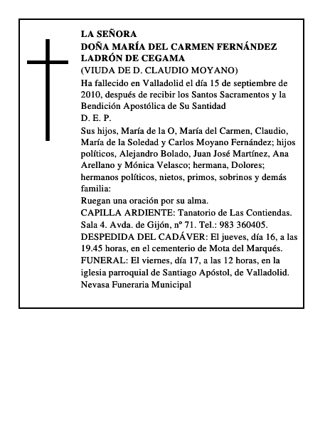 Doña María del Carmen Fernández Ladrón de Cegama