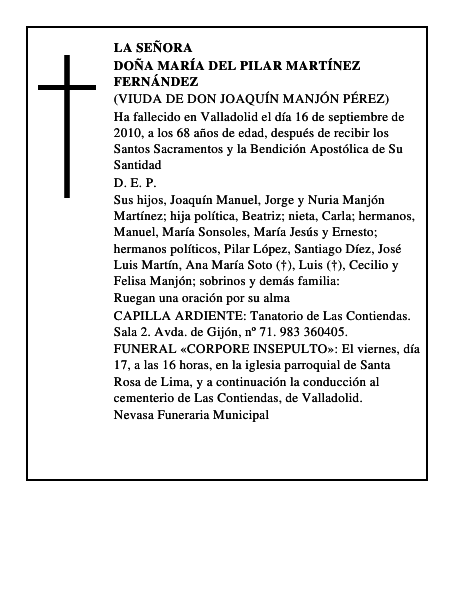 Doña María del Pilar Martínez Fernández