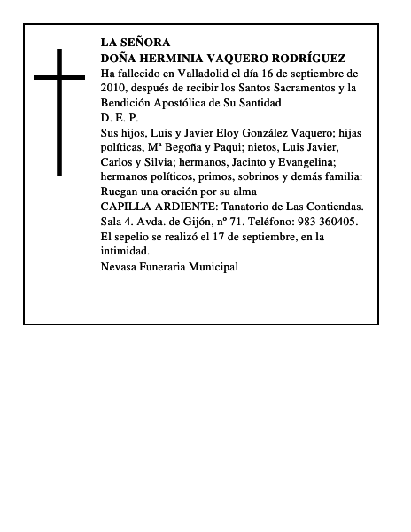 Doña Herminia Vaquero Rodríguez