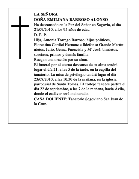 Doña Emiliana Barroso Alonso