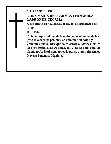 Doña María del Carmen Fernández Ladrón de Cegama