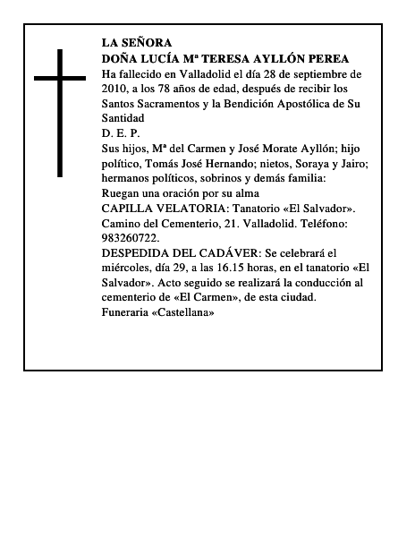 Doña Lucía Mª Teresa Ayllón Perea