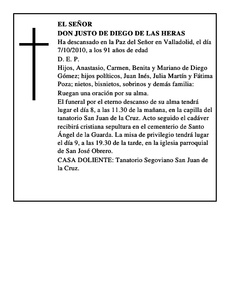 Don Justo de Diego de las Heras