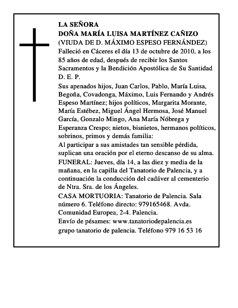 Doña María Luisa Martínez Cañizo